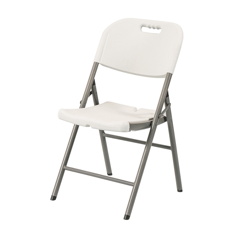 Cadeira dobrável de plástico branco empilhável